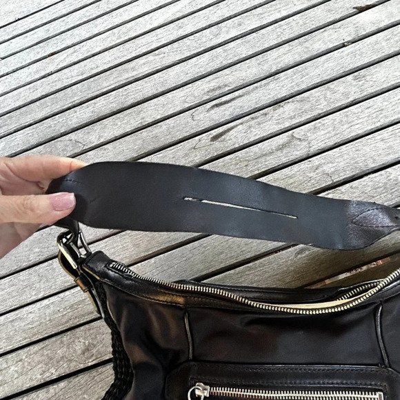 Cole Haan Black Leather and Canvas Handbag - Picture 6 of 12